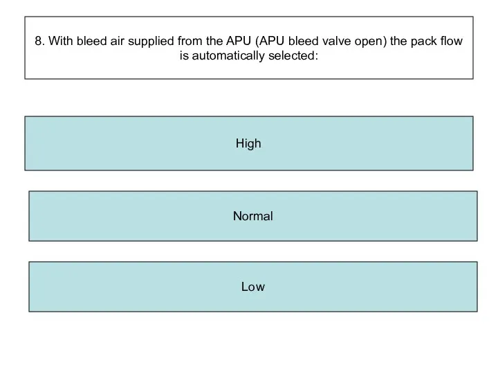 8. With bleed air supplied from the APU (APU bleed valve