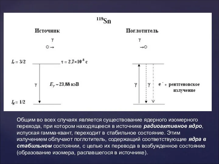 Общим во всех случаях является существование ядерного изомерного перехода, при котором