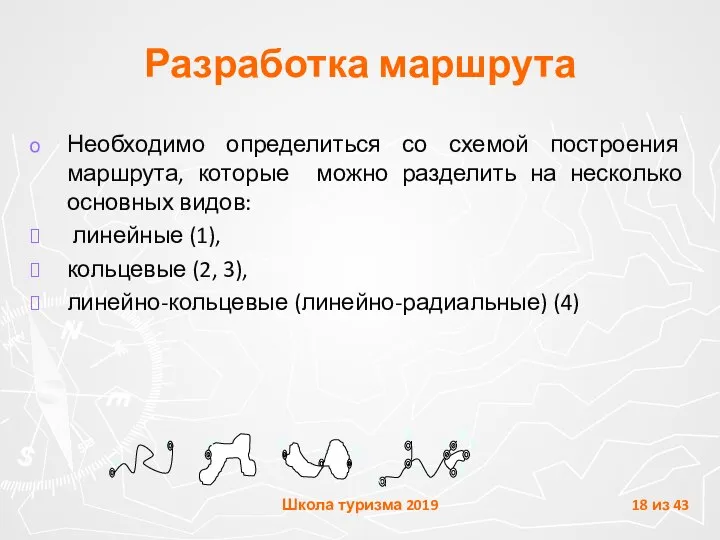 Разработка маршрута Необходимо определиться со схемой построения маршрута, которые можно разделить