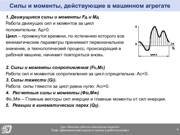 Силы и моменты, действующие в машинном агрегате 1. Движущиеся силы и