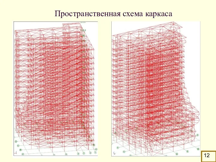 Пространственная схема каркаса