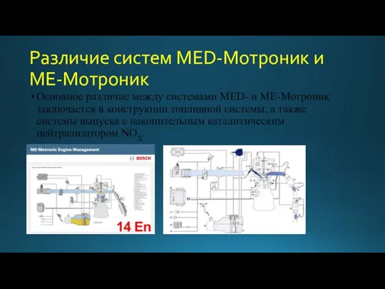 Различие систем MED-Мотроник и ME-Мотроник Основное различие между системами MED- и