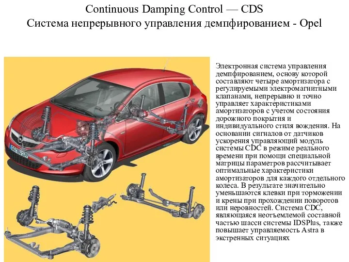 Continuous Damping Control — CDS Система непрерывного управления демпфированием - Opel