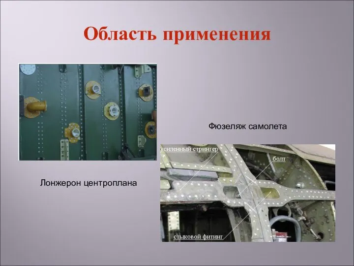 Область применения Лонжерон центроплана Фюзеляж самолета