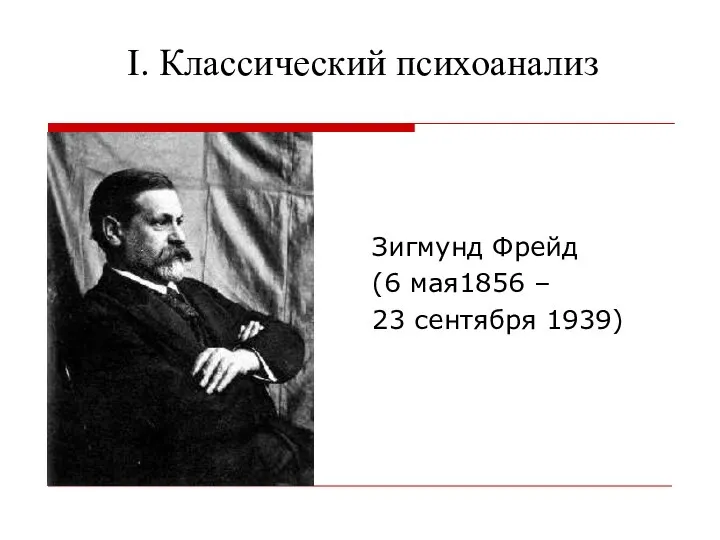 I. Классический психоанализ Зигмунд Фрейд (6 мая1856 – 23 сентября 1939)