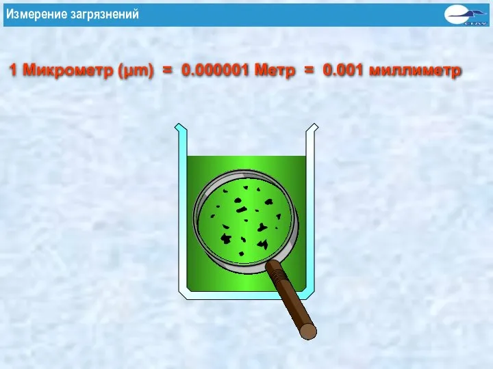 1 Микрометр (μm) = 0.000001 Метр = 0.001 миллиметр Измерение загрязнений