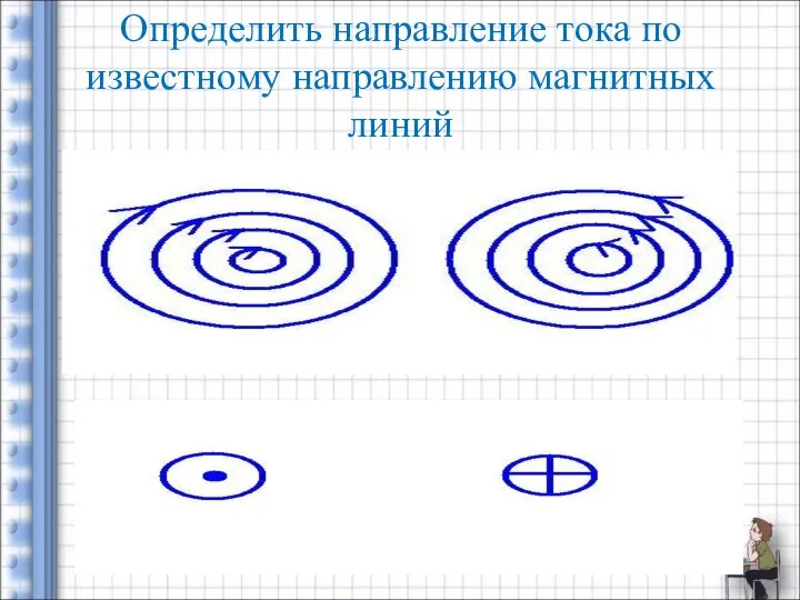 Определить направление тока по известному направлению магнитных линий