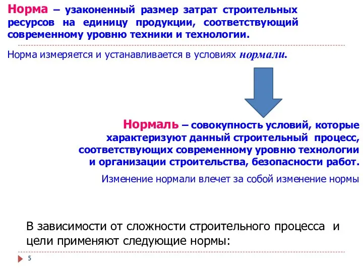 В зависимости от сложности строительного процесса и цели применяют следующие нормы: