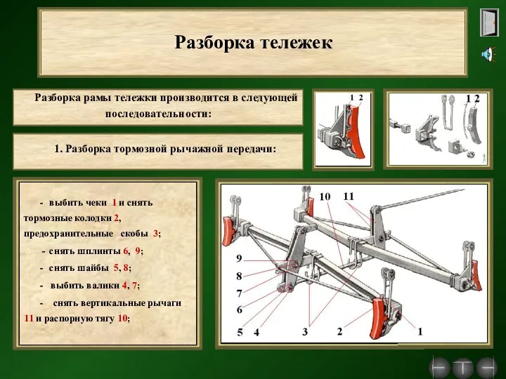 Разборка тележек Разборка рамы тележки производится в следующей последовательности: - выбить