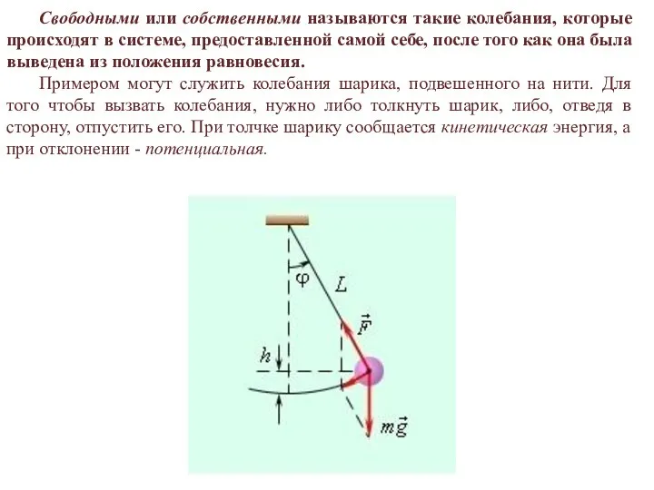 Свободными или собственными называются такие колебания, которые происходят в системе, предоставленной