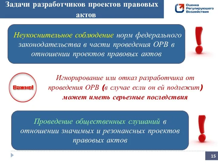 Игнорирование или отказ разработчика от проведения ОРВ (в случае если он