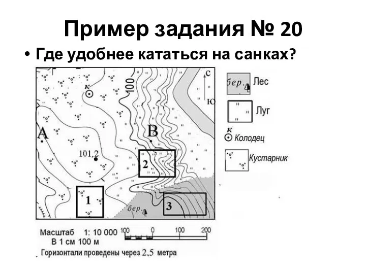 Пример задания № 20 Где удобнее кататься на санках?