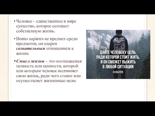 Человек – единственное в мире существо, которое осознает собственную жизнь. Homo