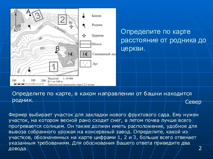 Определите по карте расстояние от родника до церкви. Определите по карте,