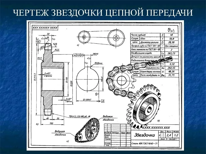 ЧЕРТЕЖ ЗВЕЗДОЧКИ ЦЕПНОЙ ПЕРЕДАЧИ