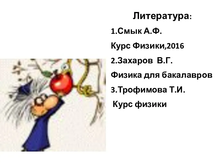 Литература: 1.Сазонова З.С., Ткачева Т.М., Чечеткина Н.В. Литература: 1.Смык А.Ф. Курс