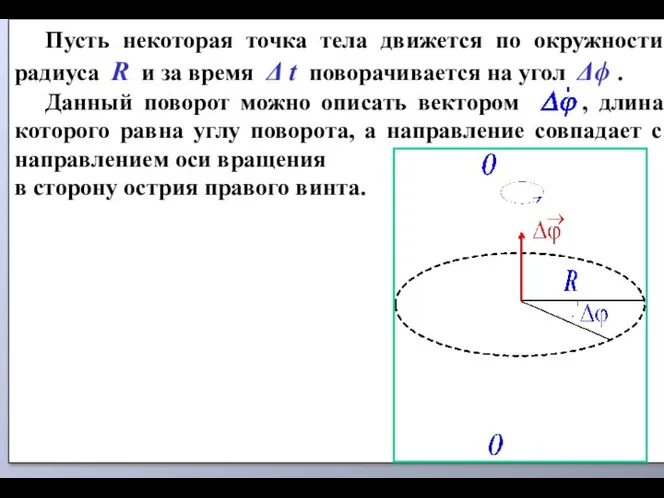 Пусть некоторая точка тела движется по окружности радиуса R и за