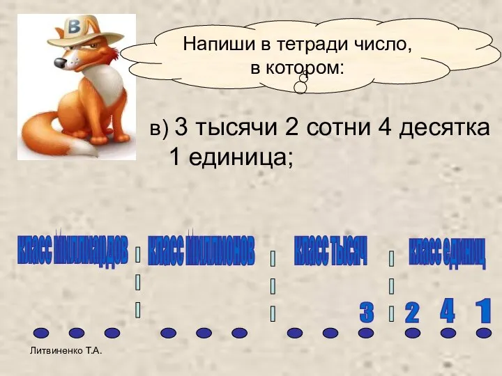 Литвиненко Т.А. Напиши в тетради число, в котором: в) 3 тысячи