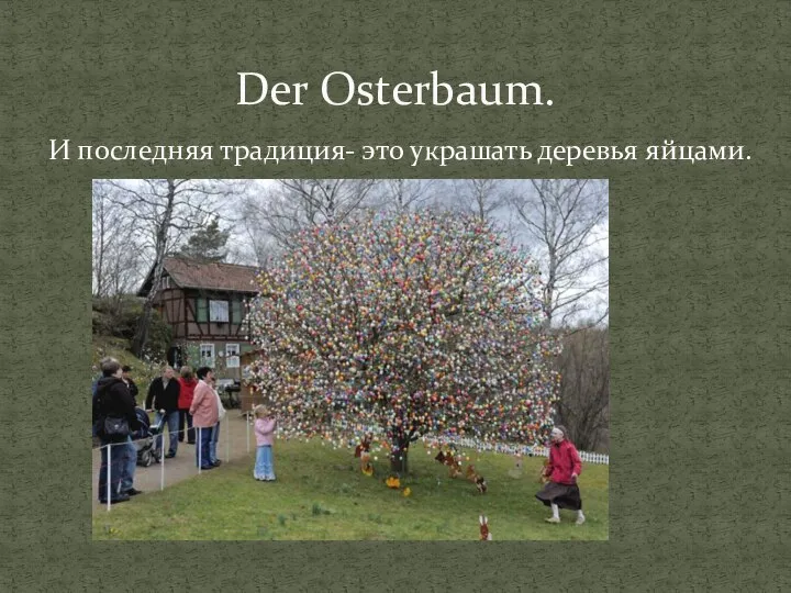 И последняя традиция- это украшать деревья яйцами. Der Osterbaum.