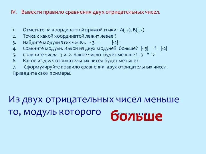 1. Отметьте на координатной прямой точки: А(-3), В( -2). 2. Точка