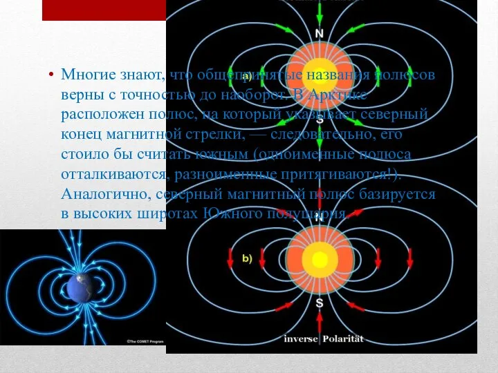 Многие знают, что общепринятые названия полюсов верны с точностью до наоборот.