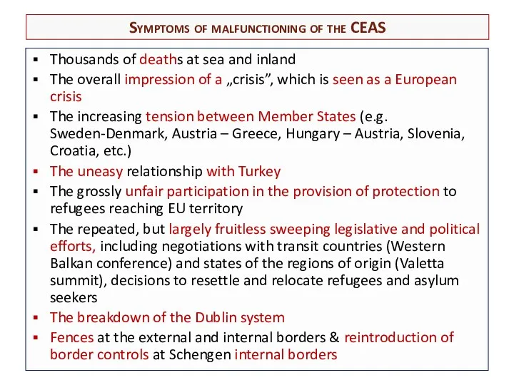 Symptoms of malfunctioning of the CEAS Thousands of deaths at sea