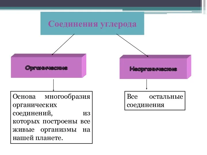 Соединения углерода Основа многообразия органических соединений, из которых построены все живые