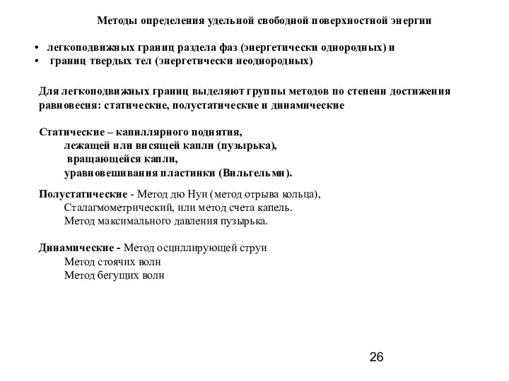 Методы определения удельной свободной поверхностной энергии легкоподвижных границ раздела фаз (энергетически