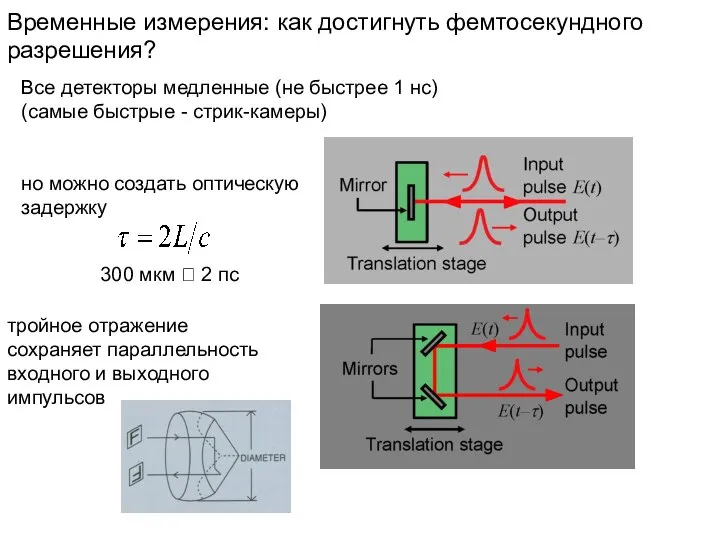 Временные измерения: как достигнуть фемтосекундного разрешения? Все детекторы медленные (не быстрее