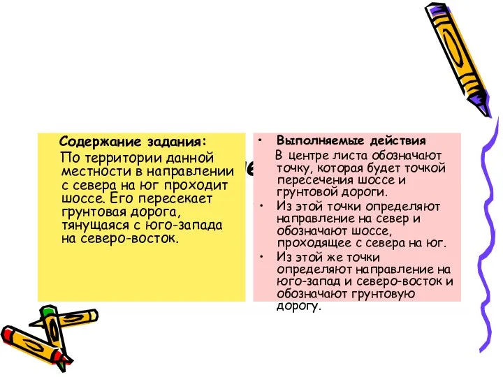 Составление плана местности по описанию Содержание задания: По территории данной местности