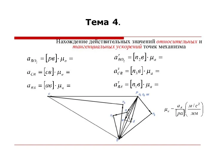 Тема 4. Нахождение действительных значений относительных и тангенциальных ускорений точек механизма