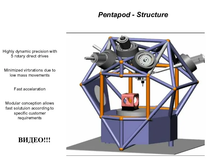 Pentapod - Structure Highly dynamic precision with 5 rotary direct drives