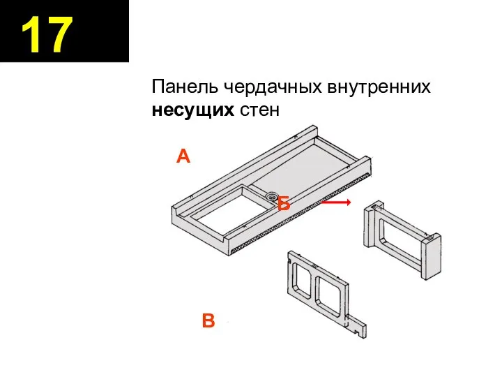 Панель чердачных внутренних несущих стен А Б В 17