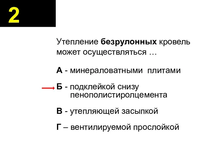 Утепление безрулонных кровель может осуществляться … А - минераловатными плитами Б