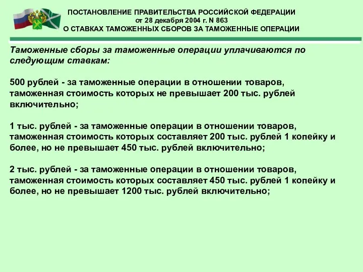 ПОСТАНОВЛЕНИЕ ПРАВИТЕЛЬСТВА РОССИЙСКОЙ ФЕДЕРАЦИИ от 28 декабря 2004 г. N 863