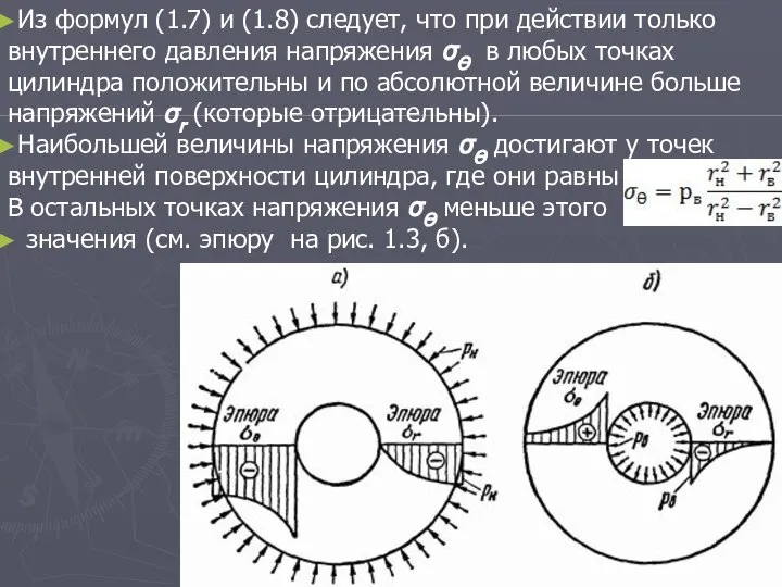 Из формул (1.7) и (1.8) следует, что при действии только внутреннего