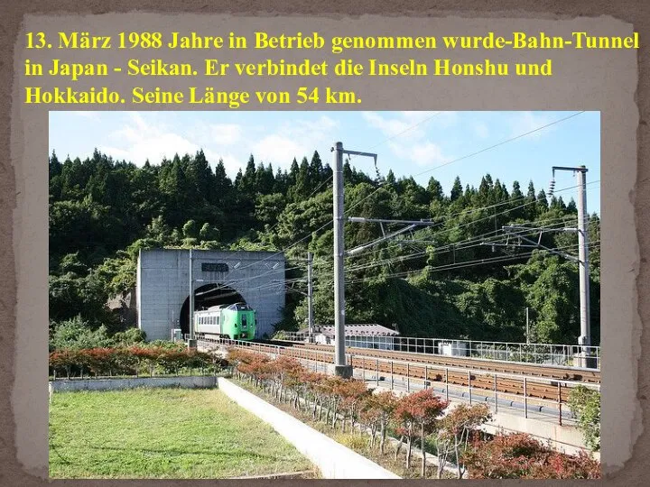 13. März 1988 Jahre in Betrieb genommen wurde-Bahn-Tunnel in Japan -