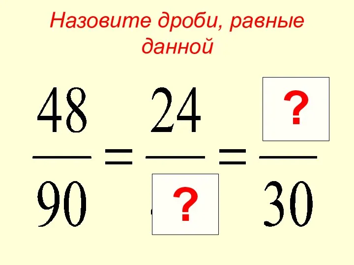 Назовите дроби, равные данной ? ?