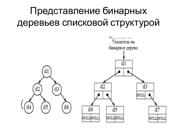 Представление бинарных деревьев списковой структурой