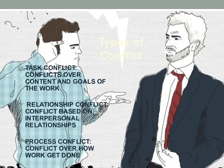 Types of Conflict TASK CONFLICT: CONFLICTS OVER CONTENT AND GOALS OF