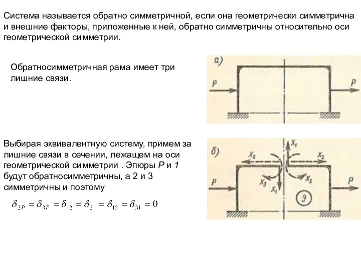 Система называется обратно симметричной, если она геометрически симметрична и внешние факторы,