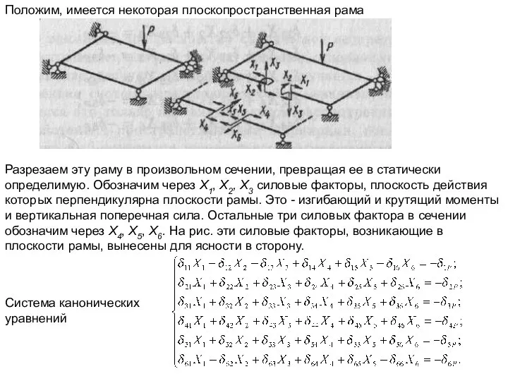 Положим, имеется некоторая плоскопространственная рама Разрезаем эту раму в произвольном сечении,