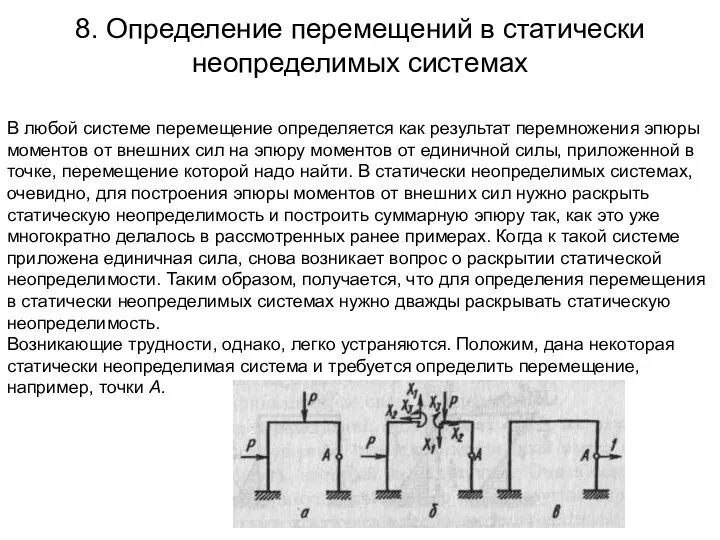 8. Определение перемещений в статически неопределимых системах В любой системе перемещение