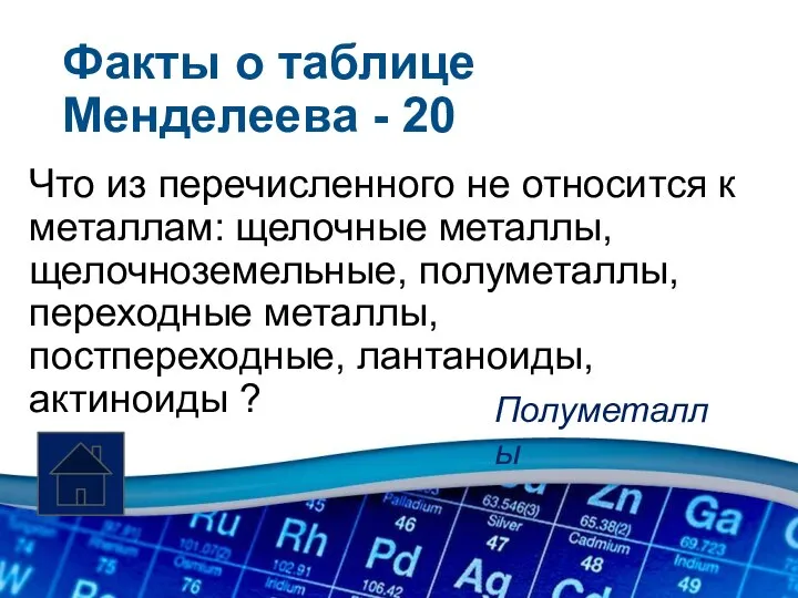 Факты о таблице Менделеева - 20 Что из перечисленного не относится