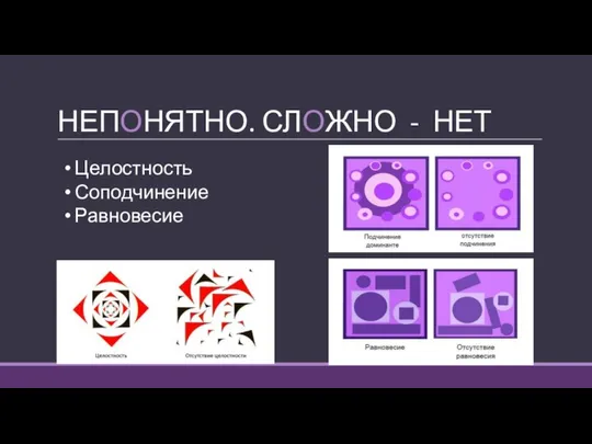 НЕПОНЯТНО. СЛОЖНО - НЕТ Целостность Соподчинение Равновесие