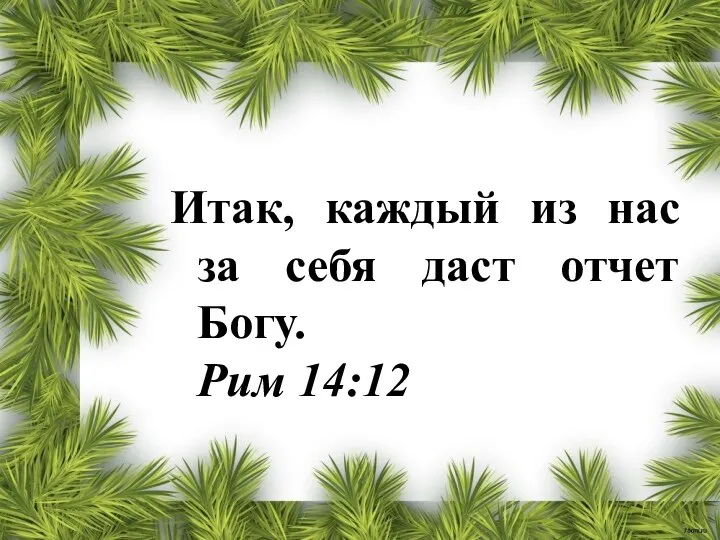 Итак, каждый из нас за себя даст отчет Богу. Рим 14:12