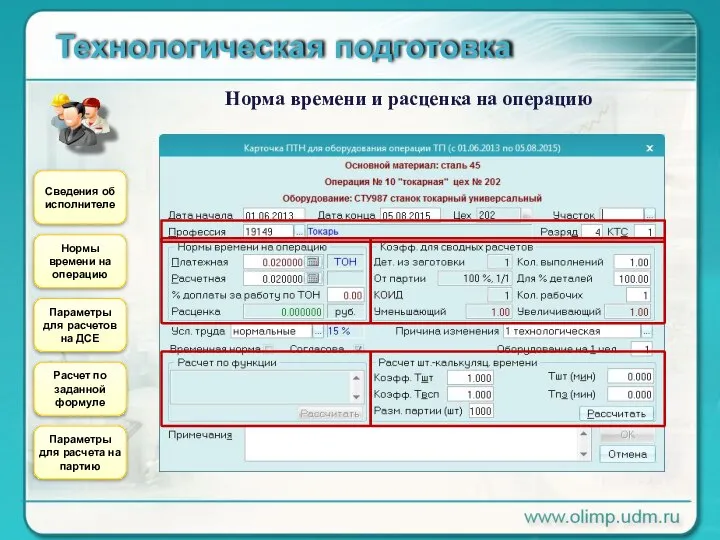 Технологическая подготовка Норма времени и расценка на операцию Сведения об исполнителе