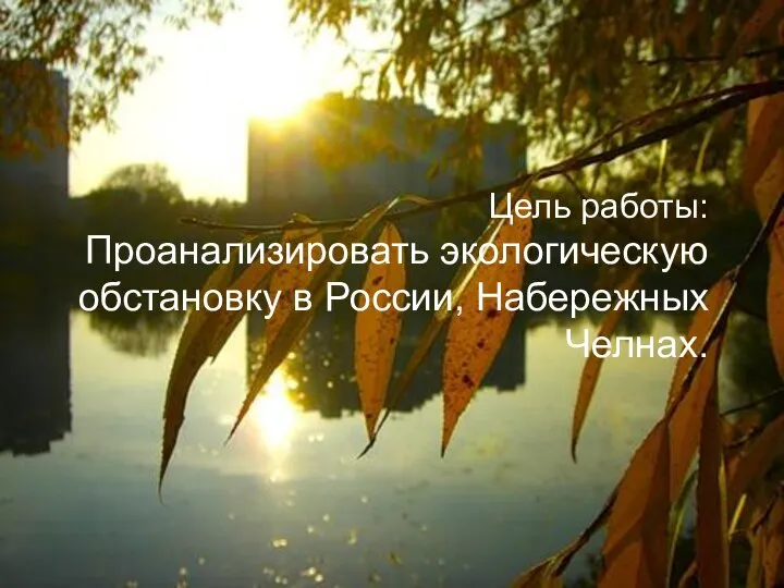 Цель работы: Проанализировать экологическую обстановку в России, Набережных Челнах.