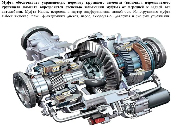 В системе полного привода 4Motion применяется многодисковая фрикционная муфта Haldex. Муфта