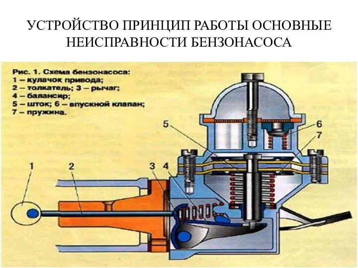 УСТРОЙСТВО ПРИНЦИП РАБОТЫ ОСНОВНЫЕ НЕИСПРАВНОСТИ БЕНЗОНАСОСА